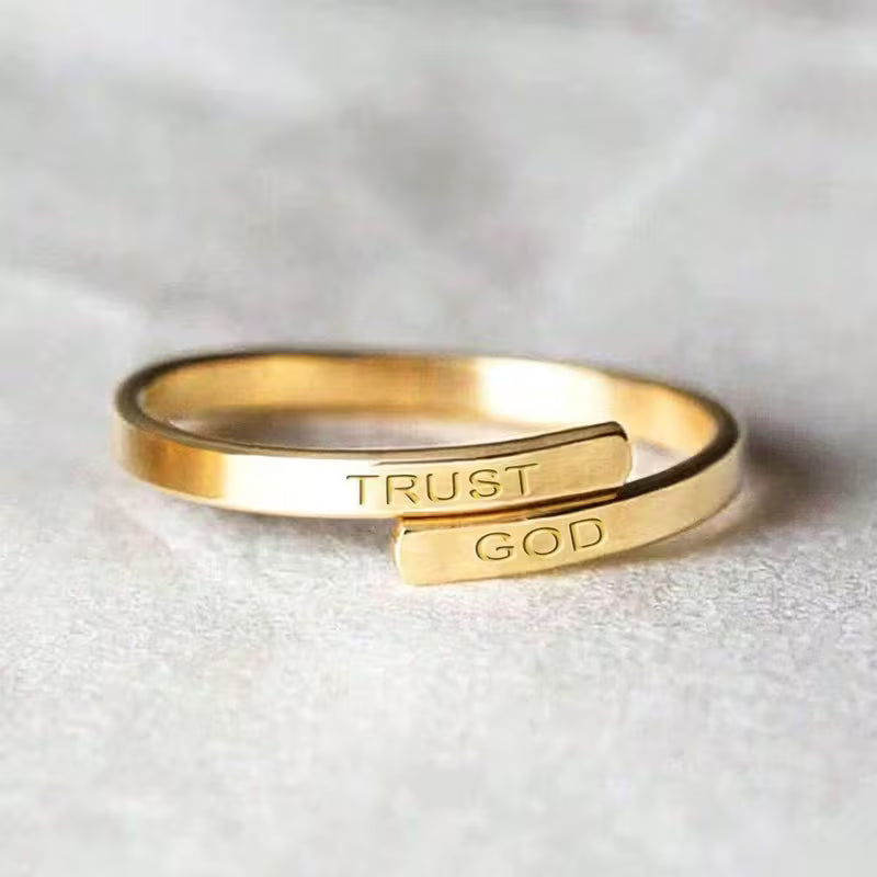 Gold Trust God Adjustable Wrap Ring