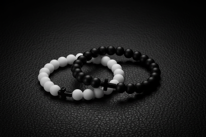 Bracelets on Black Leather