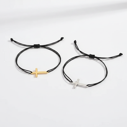Cross Bracelets on White Background