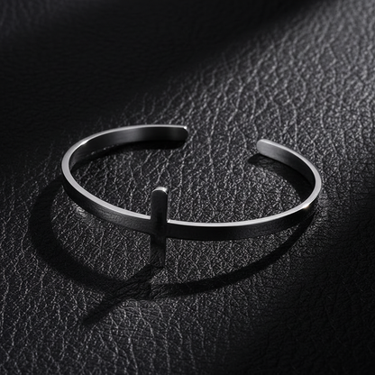 Cross Cuff Bangle - Leather Flat Lay