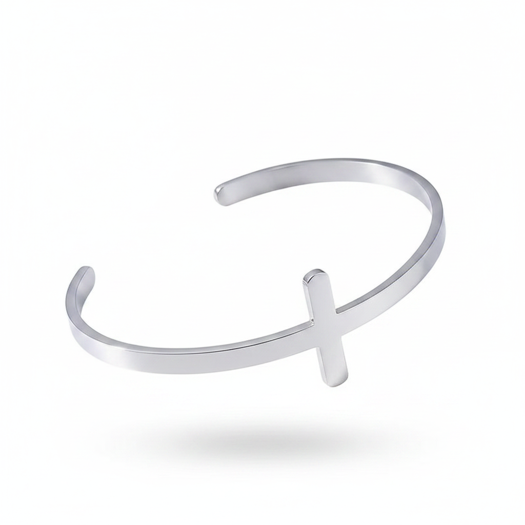 Cross Cuff Bangle - White Background