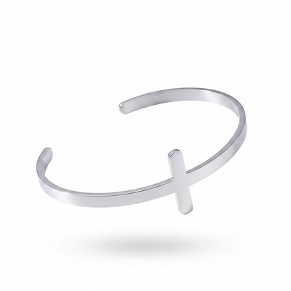 Cross Cuff Bangle - White Background