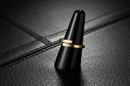 Trust God Wrap Ring on black leather ring holder