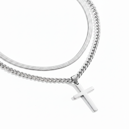 Silver necklace bundle on white background zoomed out