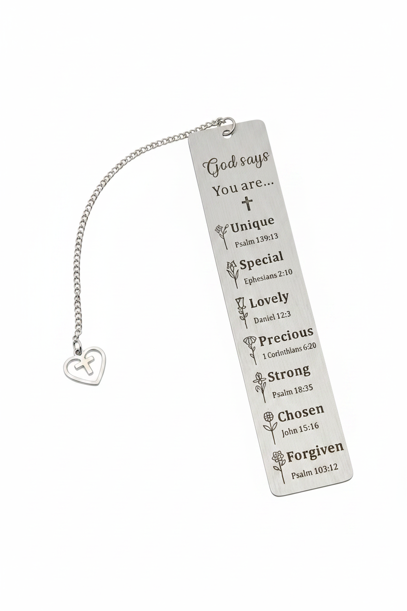 Stainless Steel Bookmark on Pure White Background