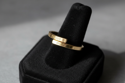 Trust God Ring on Black Velvet Holder